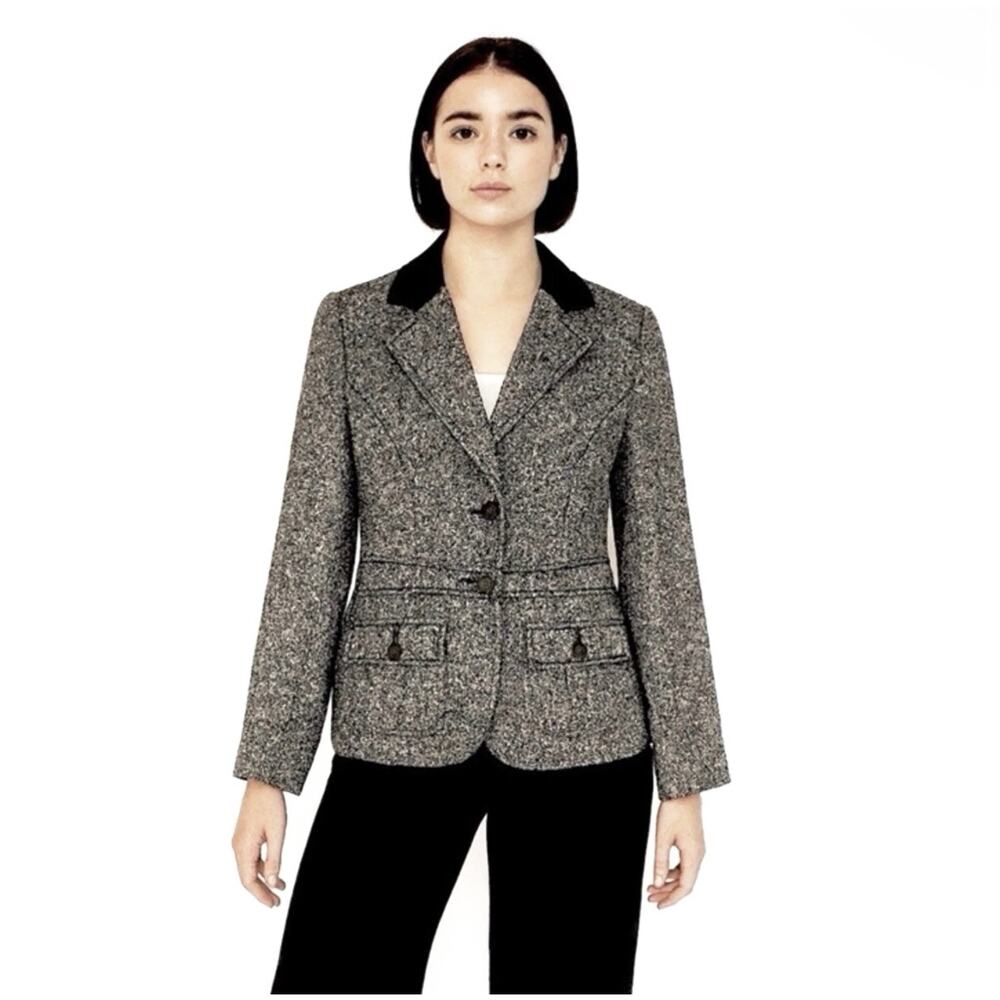 CABI Women’s Classic Prep Black Tweed Riding Jacket Sportcoat